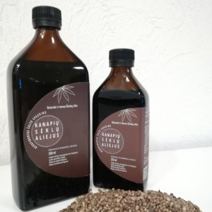Nefiltruotas kanapių sėklų aliejus 0,25 l