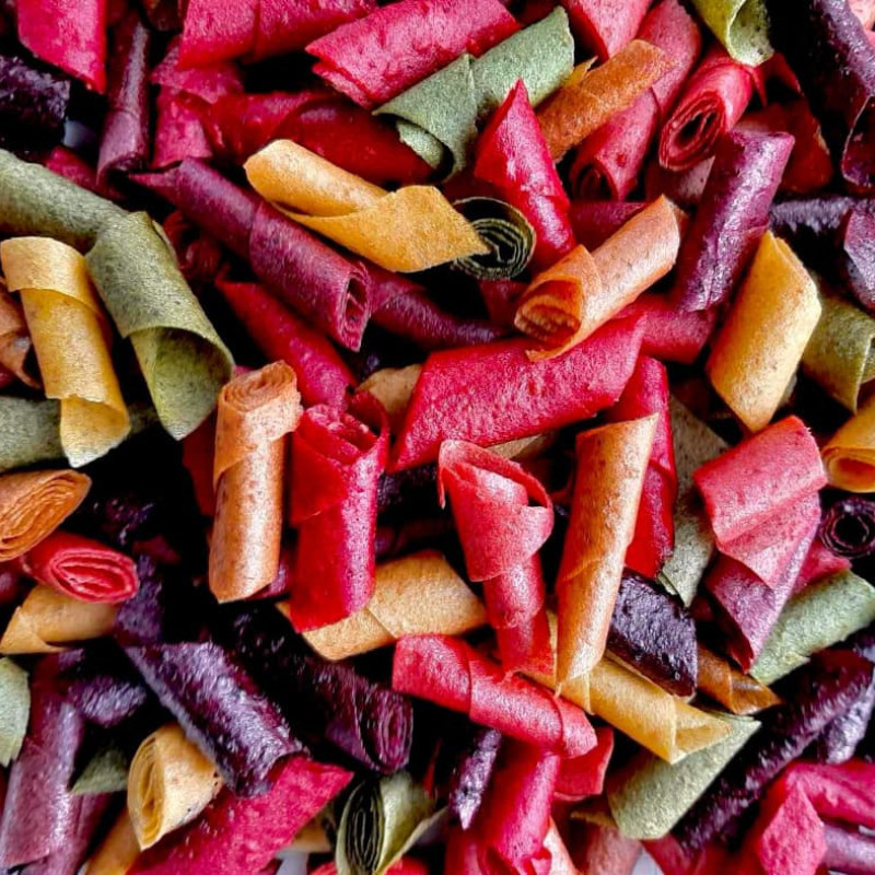 Džiovinti uogų-vaisių skanėstai (dėžutėje), 100 g