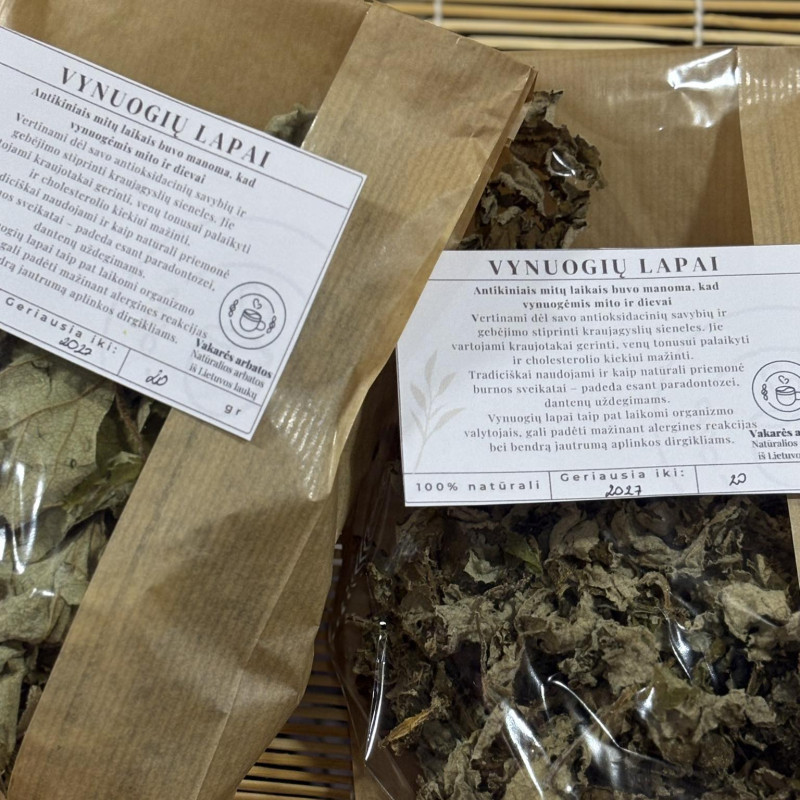 VYNUOGIŲ LAPAI nefermentuoti– natūrali kraujagyslių ir dantenų stiprybė