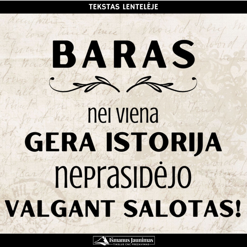 Stalo dekoracija: lentelė „Baro stalui“