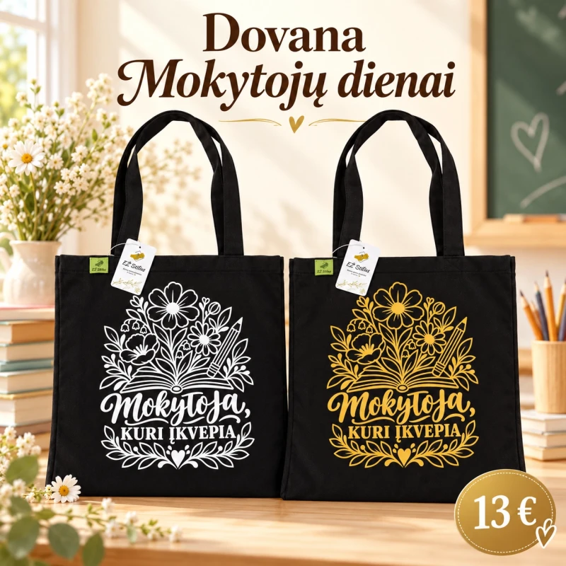 Medvilninis maišelis „Mokytoja, kuri įkvepia“